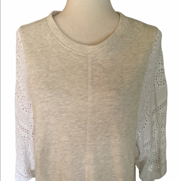 Anthropologie Akemi + Kin Eyelet Scalloped Lace Crochet Sweatshirt Tunic Top XS - Picture 4 of 14